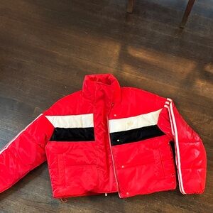 adidas Red White Black Ski Puffer Jacket